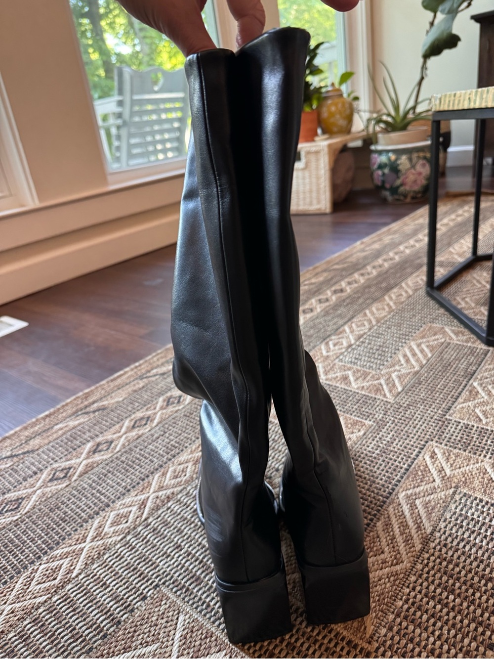 TORGEIS Black Shylah Tall Square Toe Zippered Boots Size 8 - Picture 6 of 11